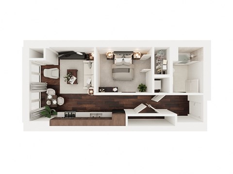 Floor plan for studio, 1 bath, 560 sqft